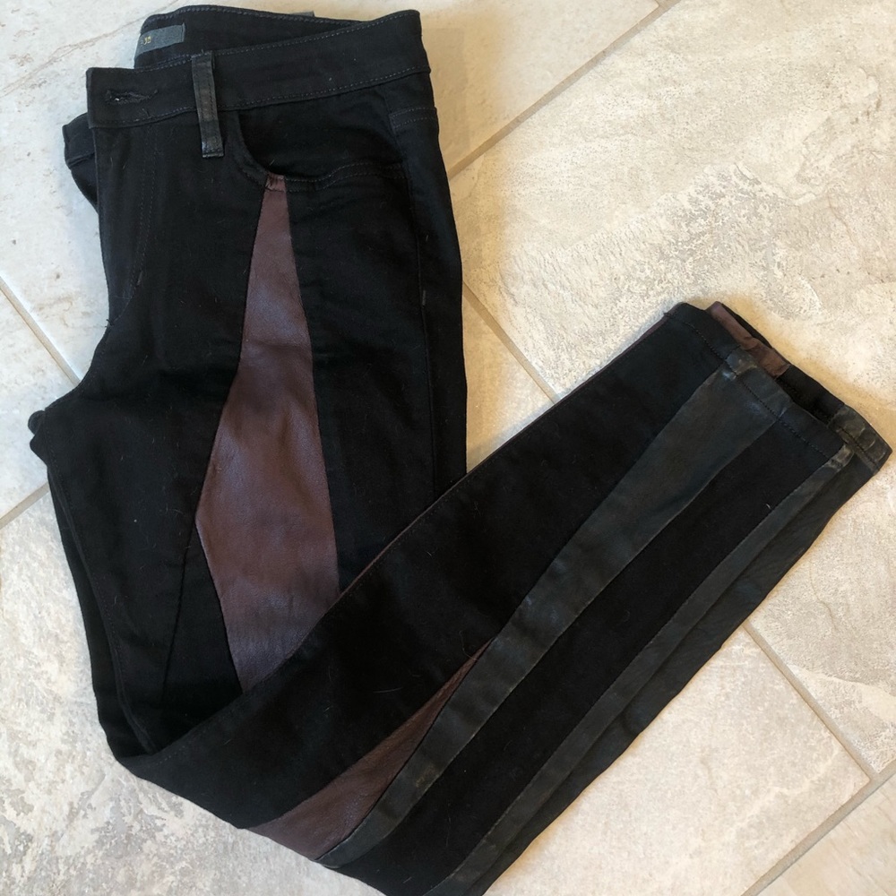 Joes leather panel skinny ankle jeans